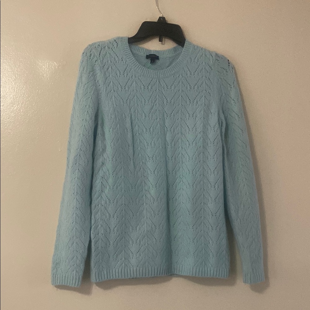 Talbots Blue Cable-Knit Crew Neck Sweater
